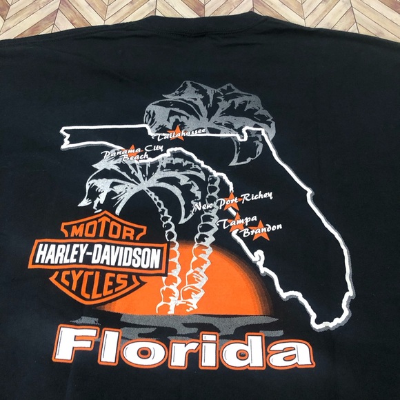 Harley-Davidson Motorcycles Florida Map Graphic Black Tee Mens Size 2XL. - Picture 5 of 6